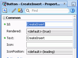 PI для АПД Кнопка с Идентификатором набора свойств для CreateInsert.